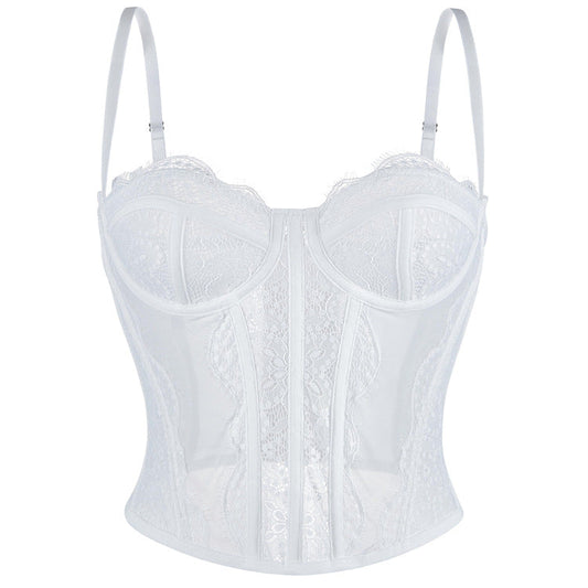 Sexy Mesh Lace Combo Corset -Bustier Y2K festival colors White