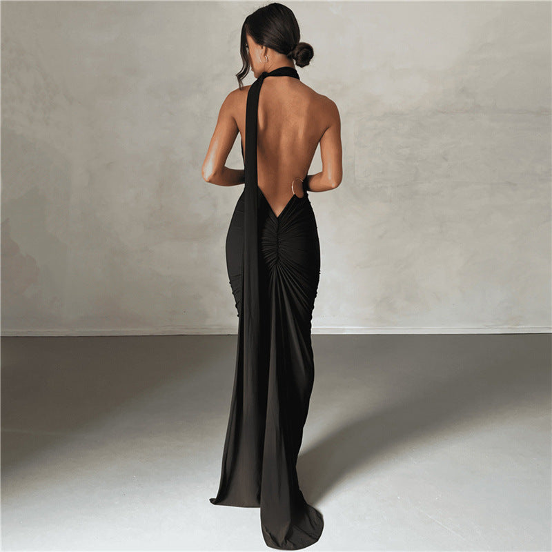 Sexy Backless Multi Halter Maxi Dress