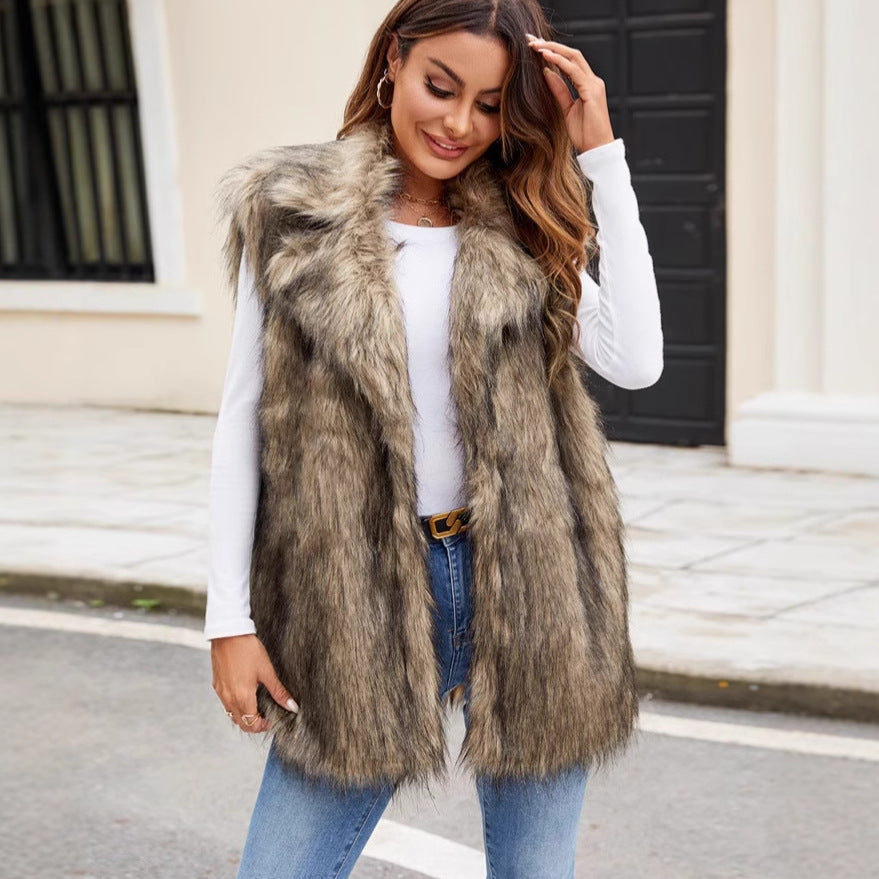 Ladies Faux Fur Vest Long