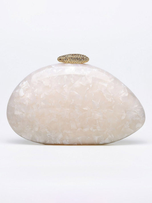 Fashionable Special-shaped Shell Acrylic Wedding Bag White