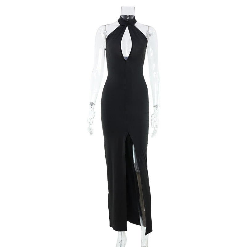 Sexy LBD Hollow Out Cutout Halter Red Carpet Formal Like Dress Women Black
