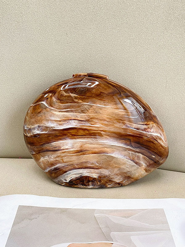 Fashion Acrylic Stone Pattern Shell Bag Brown