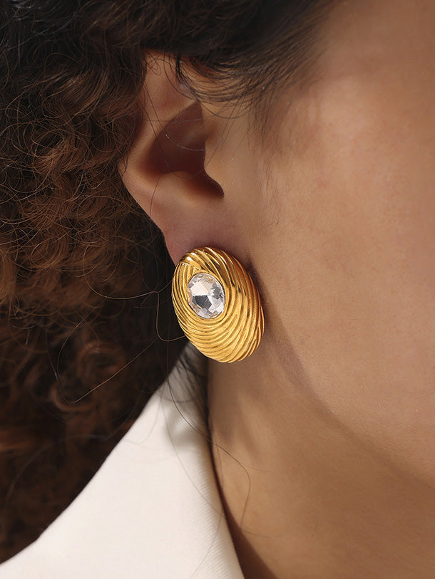 Fashionable And Personalized Water Drop Zircon Earrings Gold