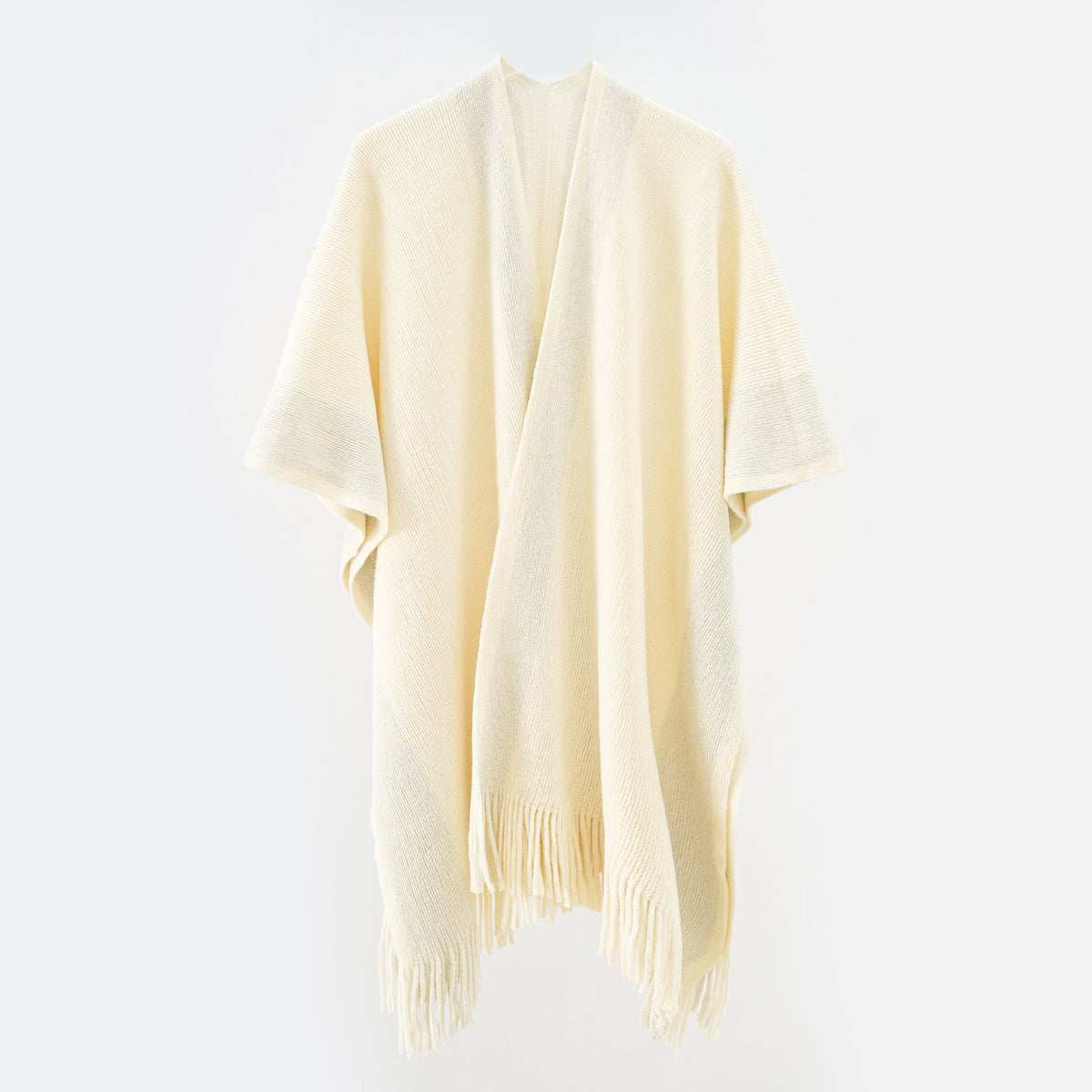 Two Tone Long Shawl with Fringe Detail