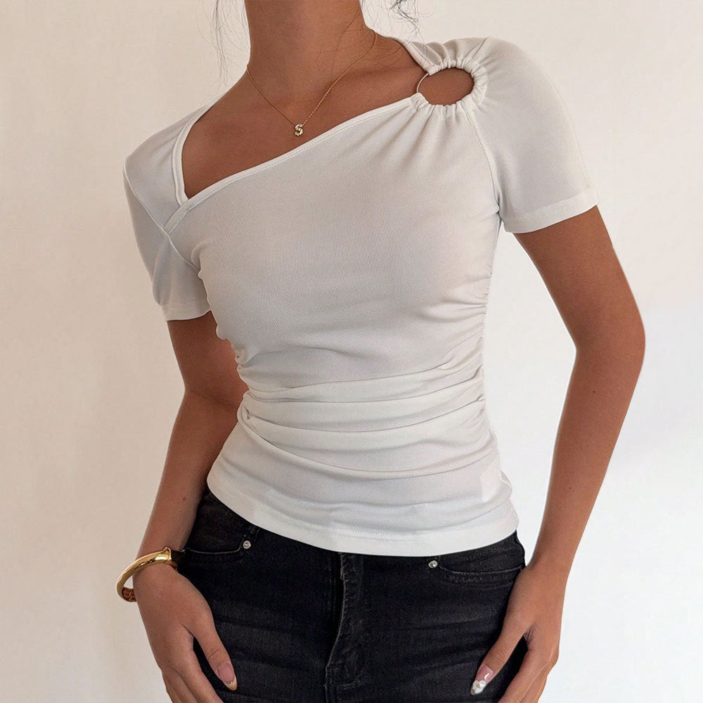 Short Sleeve T shirt asymmetrical sexy top