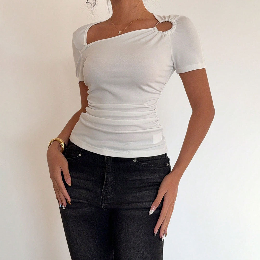 Short Sleeve T shirt asymmetrical sexy top