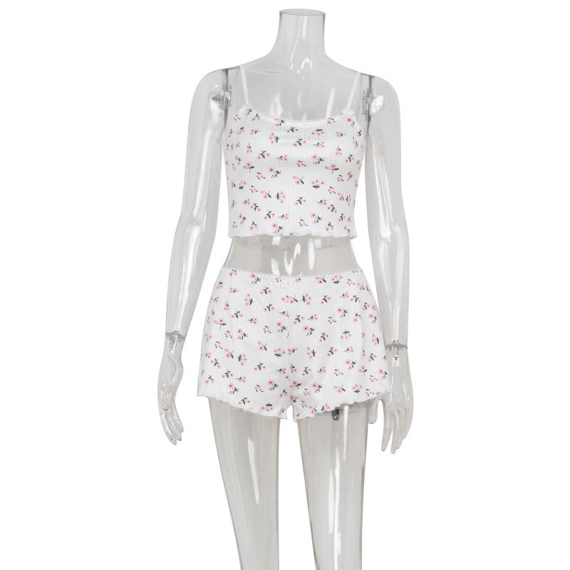 Cami & Shorts Ditsy Floral Set White
