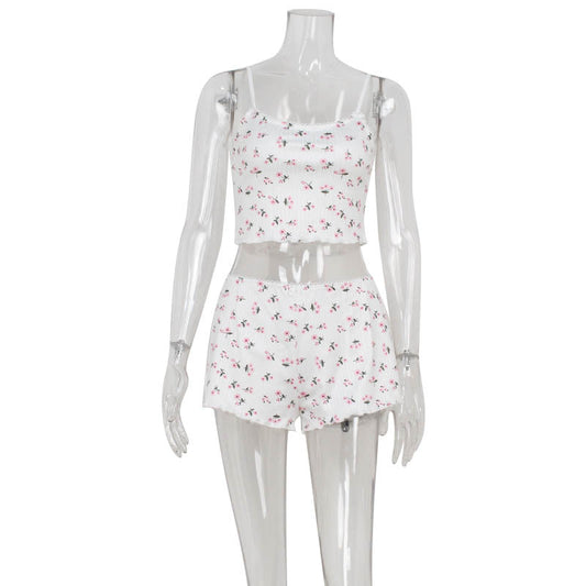 Cami & Shorts Ditsy Floral Set White
