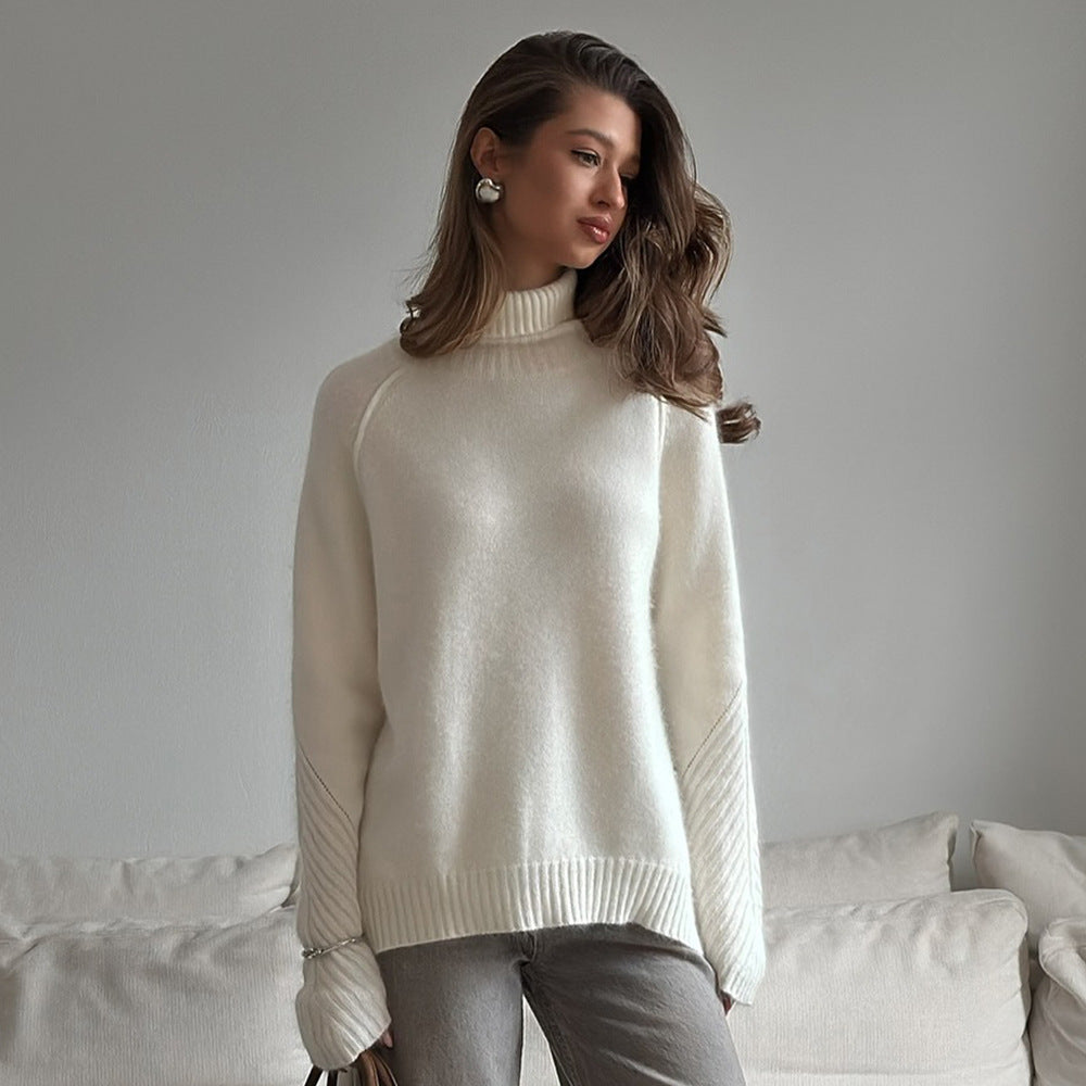 Winter White Knitwear Loose Casual Knitted Sweater White