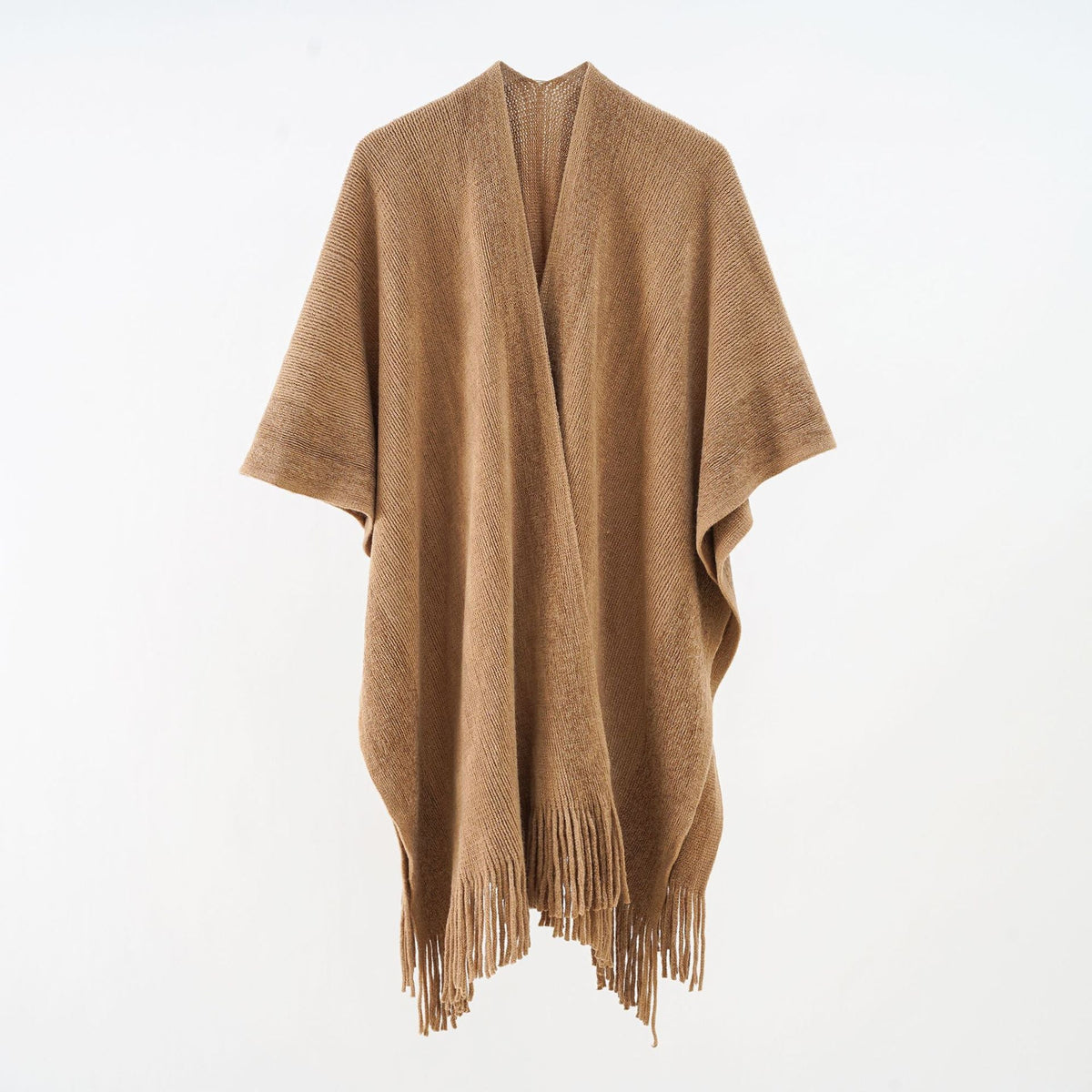 Two Tone Long Shawl with Fringe Detail