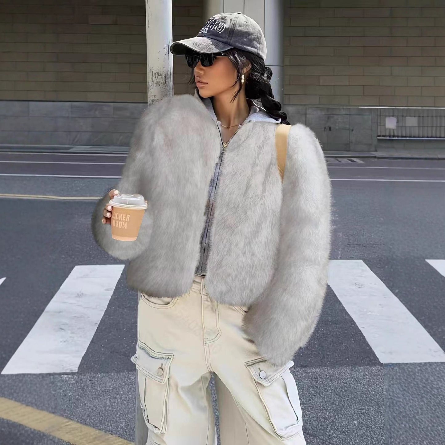 Brown Faux Fur Light Luxury Coat