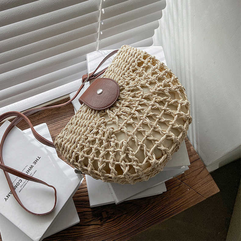 Straw Bag Shoulder Crossbody Casual Straw Beach Bag