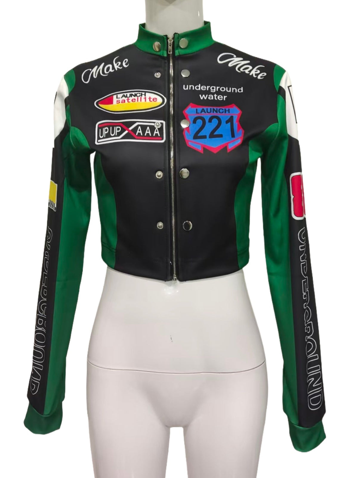 Sexy Cropped Motorcycle Varsity Jacket