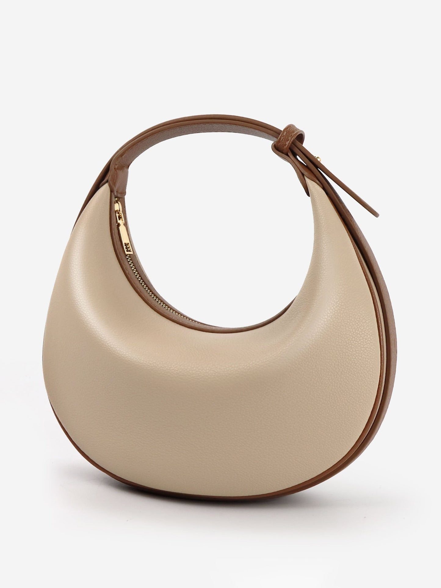 Trendy Contrast Color Crescent-shaped Handbag Khaki & Brown