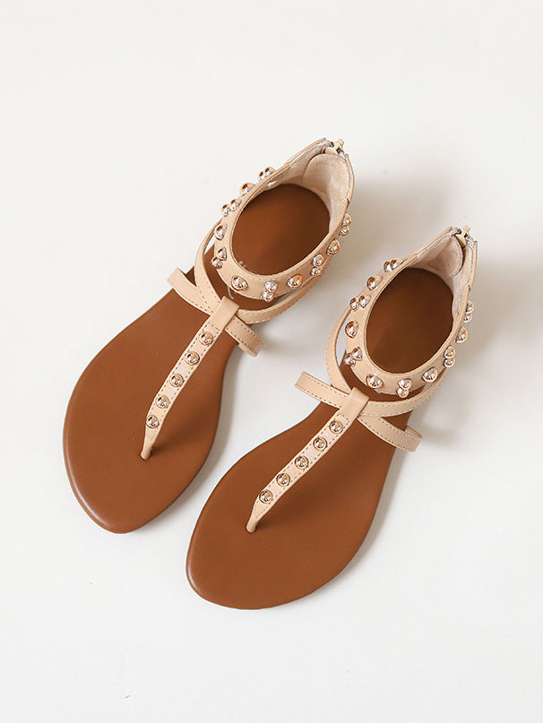 Retro Holiday Casual Fashion Roman Shoes Apricot