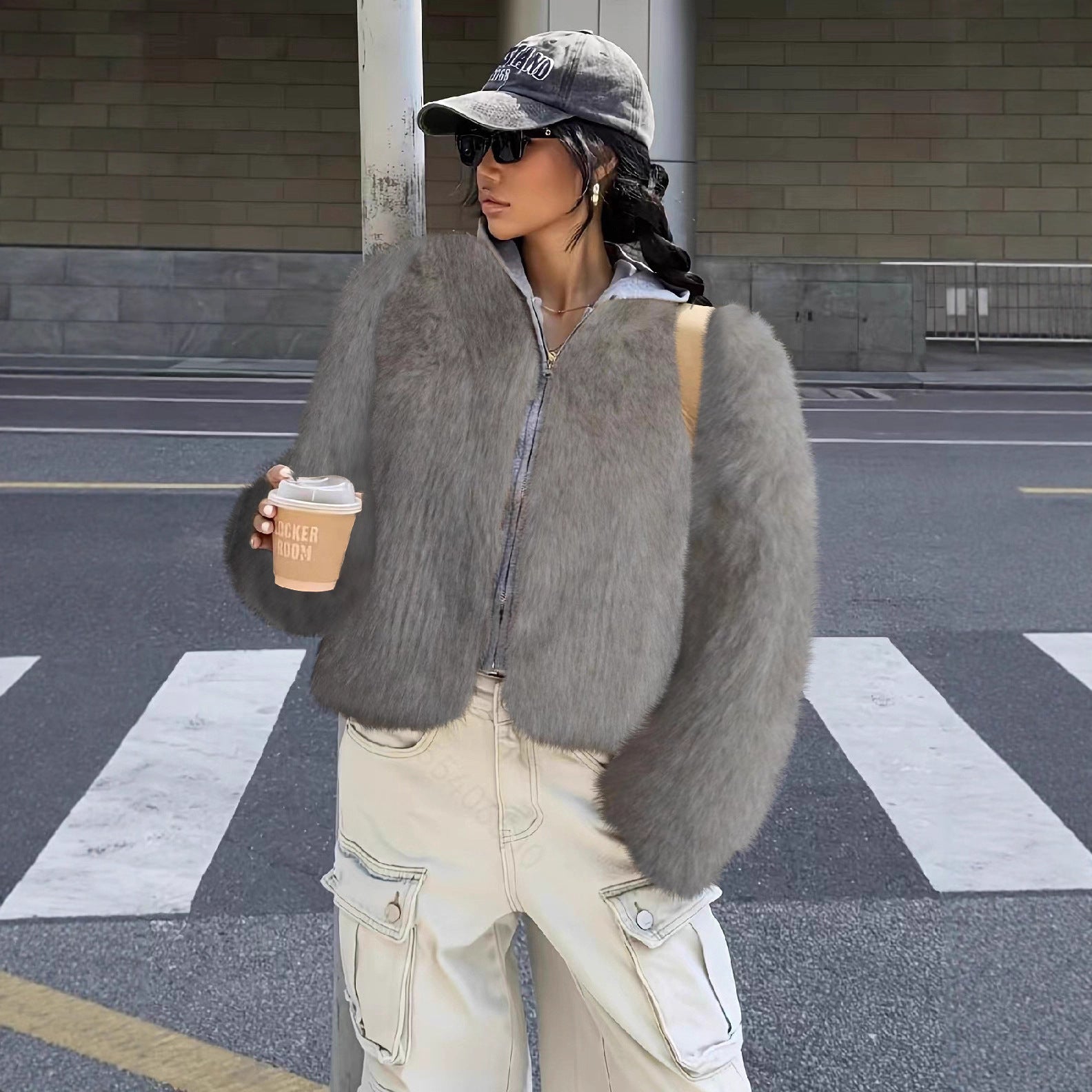 Brown Faux Fur Light Luxury Coat