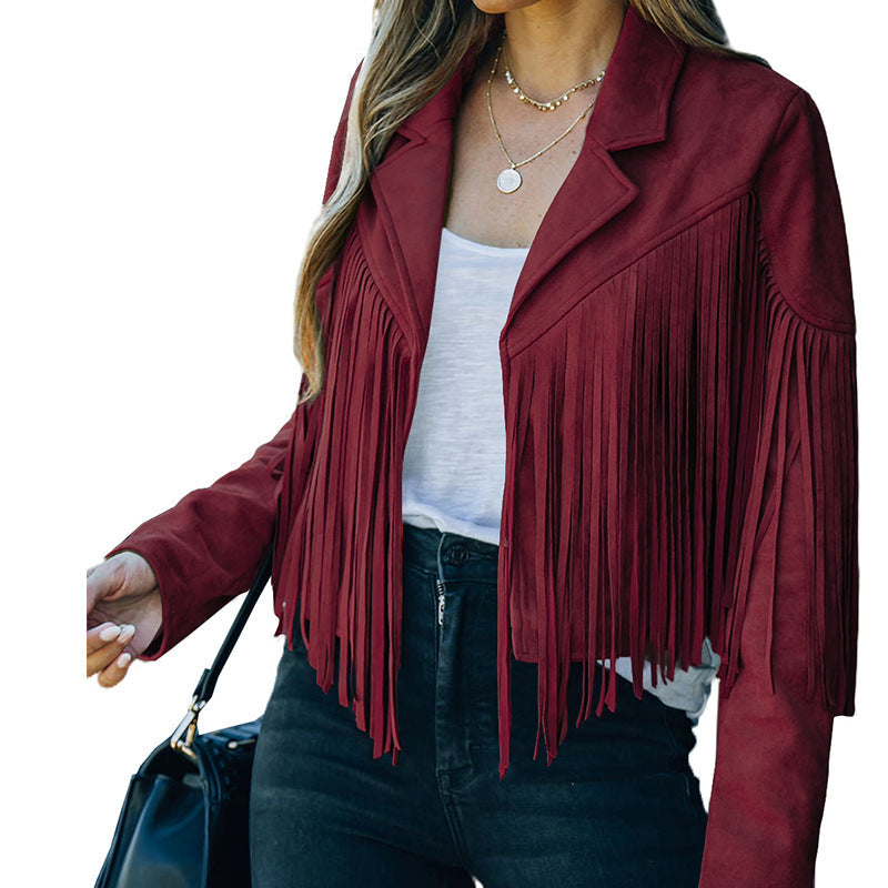 Festival Western Suede Fringed Jacket Red