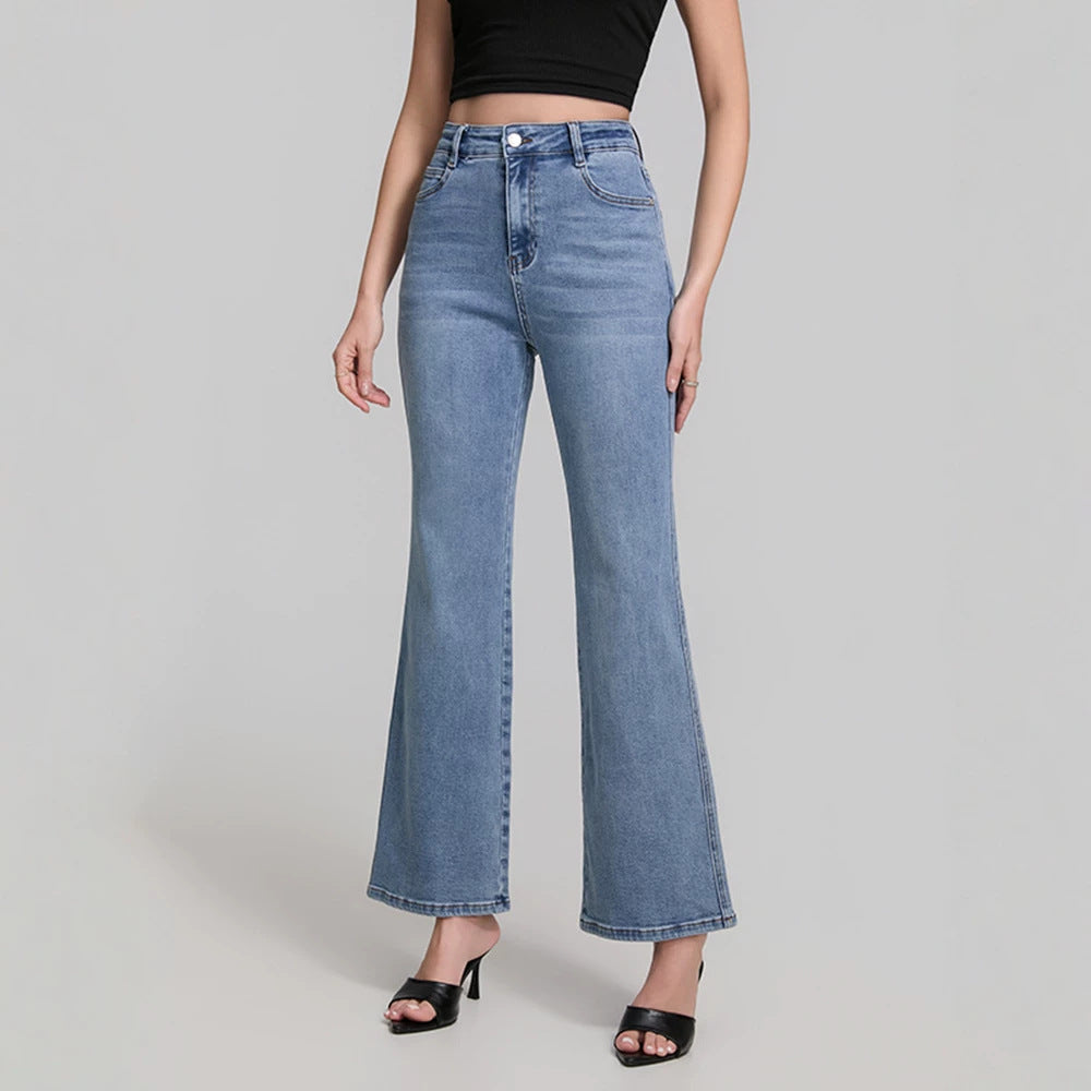 Fashionable All Match High Elastic Blue Jeans for Women Summer Slimming High Rise Women Casual Pants