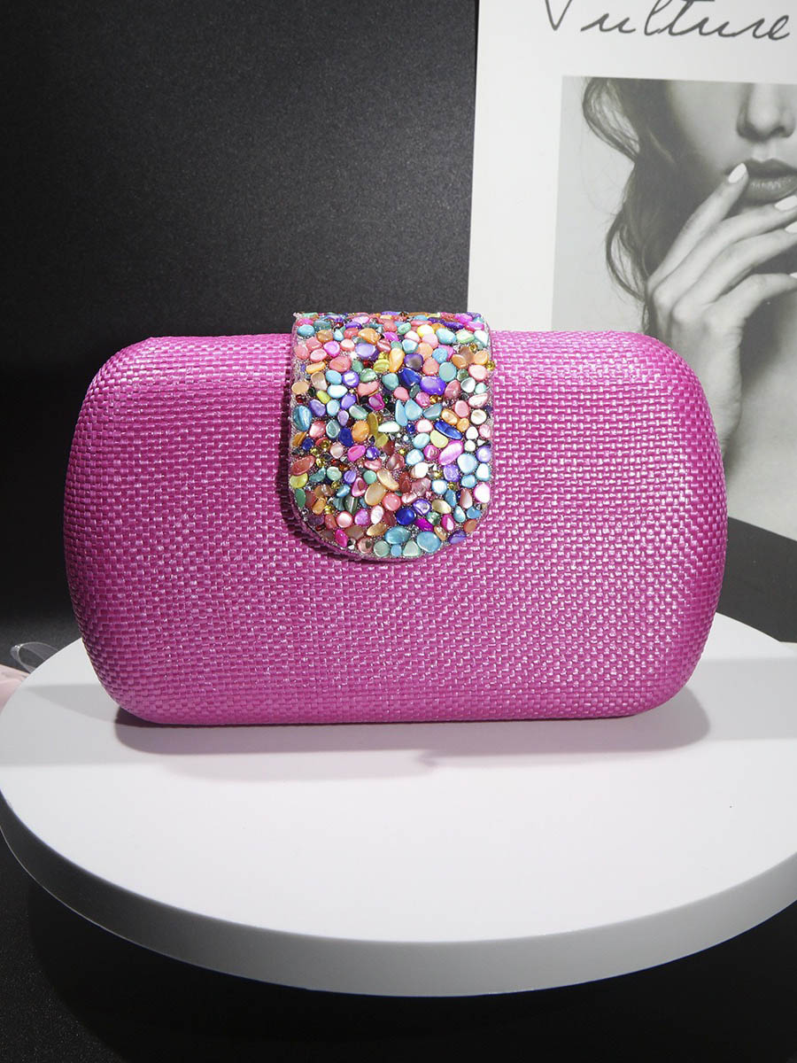 Simple Woven Evening Bag All-match Bag Rose red