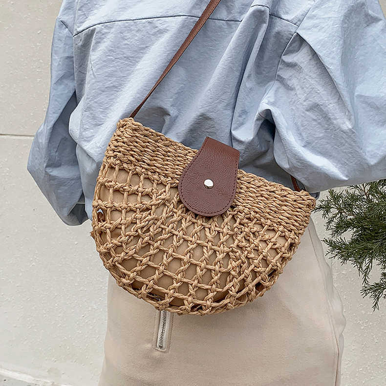 Straw Bag Shoulder Crossbody Casual Straw Beach Bag