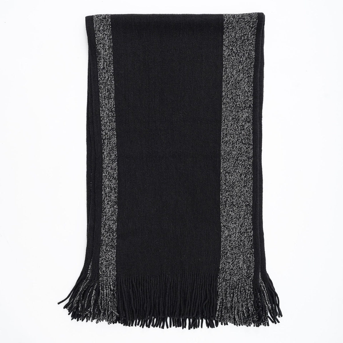 Two Tone Long Shawl with Fringe Detail