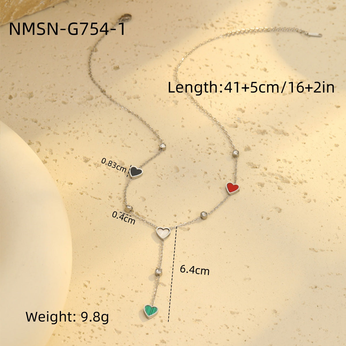 Light Luxury Minority Necklace High Grade Tassel Heart Clavicle Chain Heart Shaped Stainless Steel Necklace Neck Accessories Women One Size Multi4