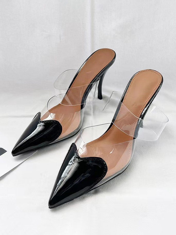 Fashion Transparent Closed Toe High Heels Black