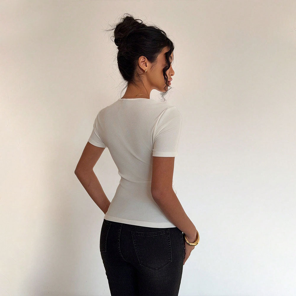 Short Sleeve T shirt asymmetrical sexy top