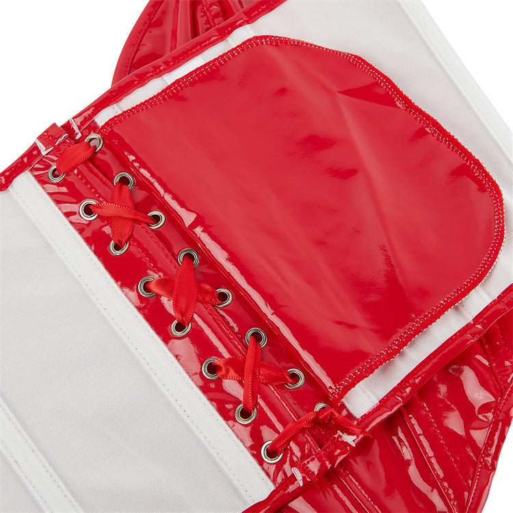 Vegan Red Leather Bustier Corser Heart Shaped