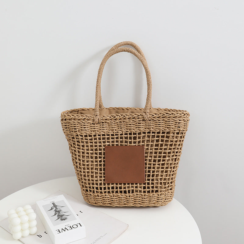 Straw Bag Retro One Shoulder P Hollow Out Cutout