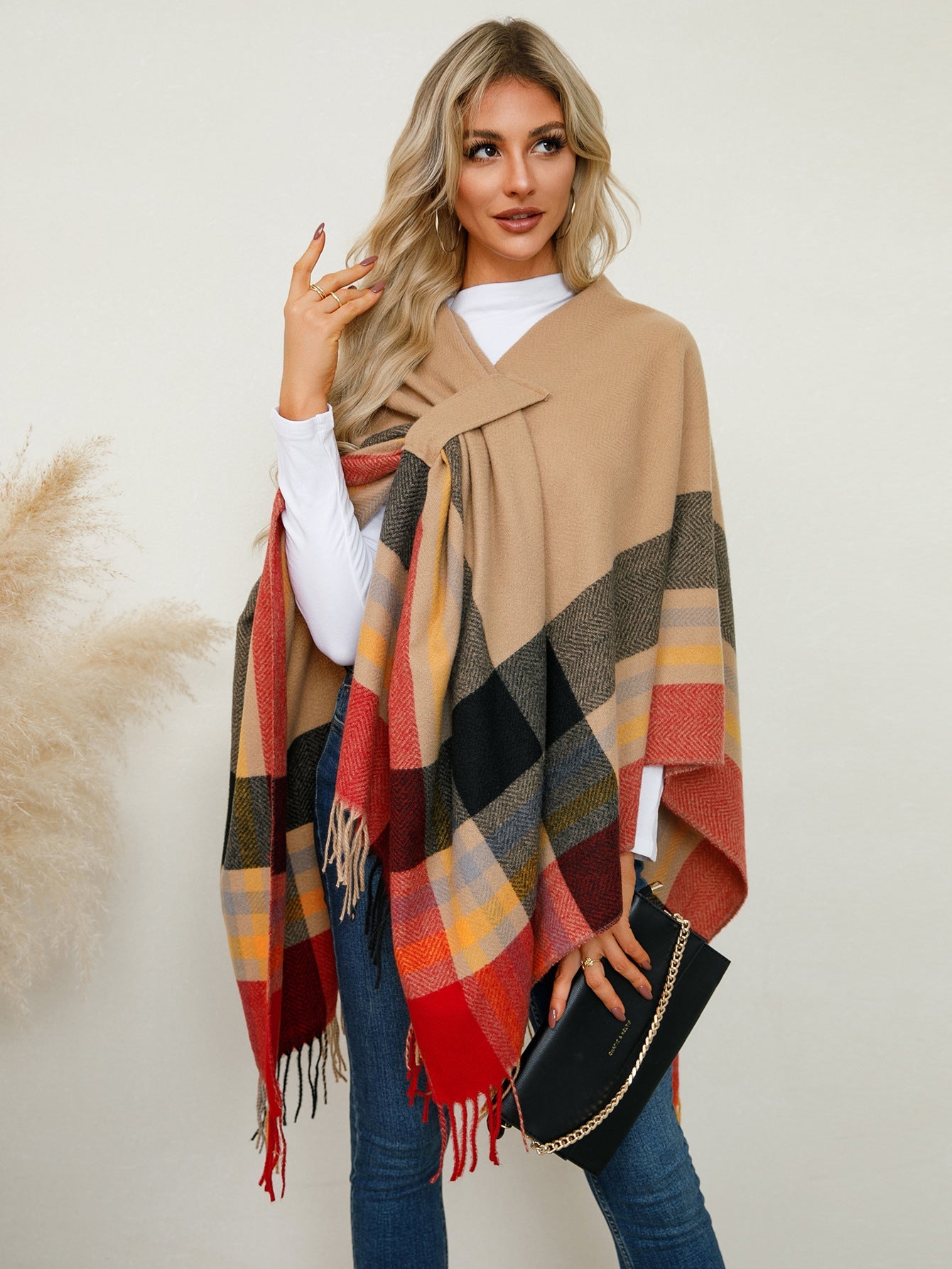 Shawl Scarf Cashmere-Like Knitted Cape/ Wrap/Shawl F Yellow