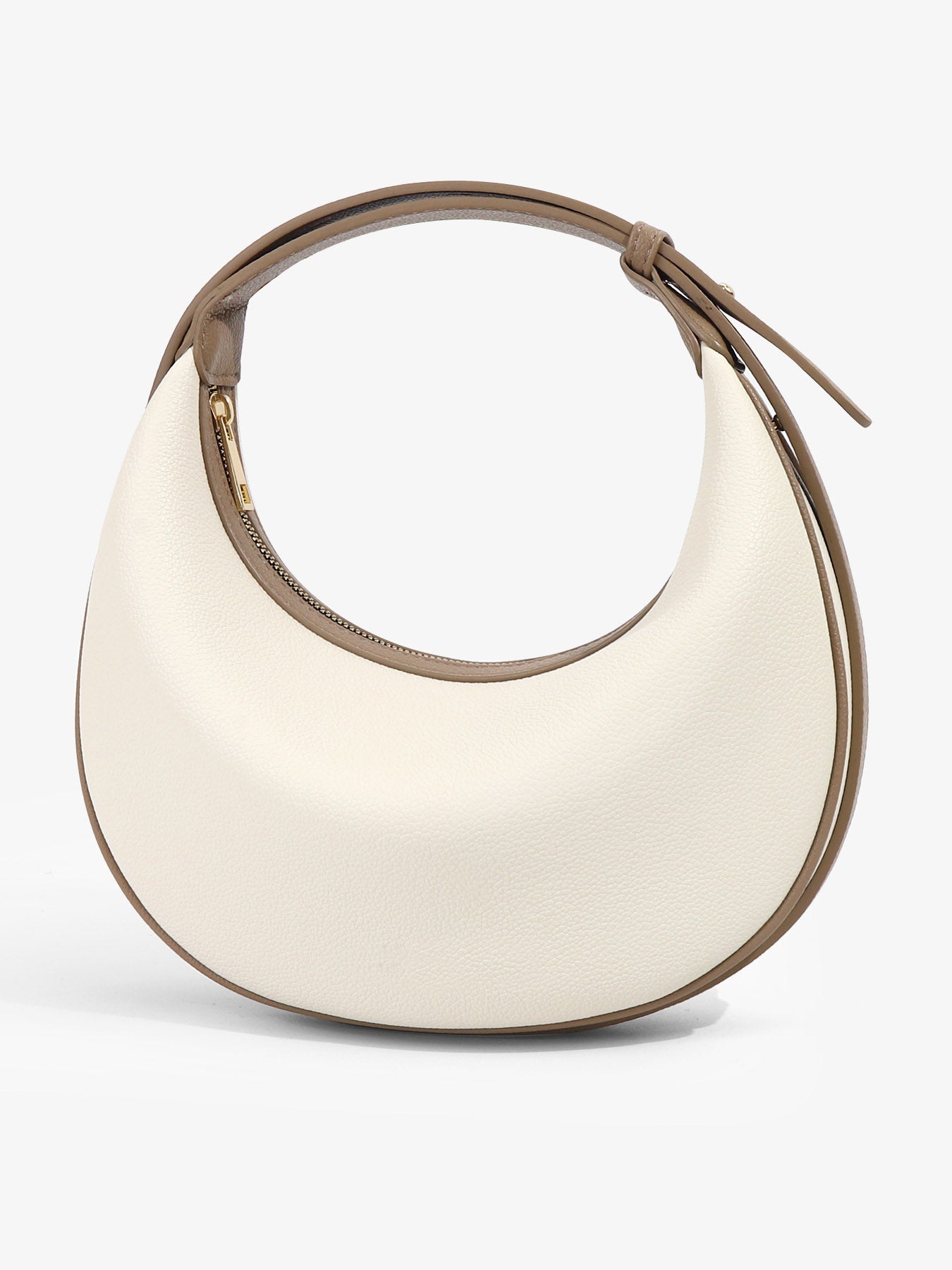 Trendy Contrast Color Crescent-shaped Handbag Off-white & Khaki