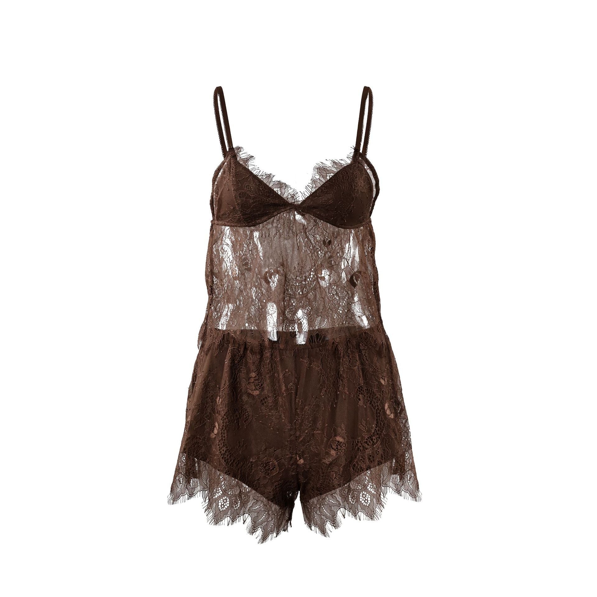 Sexy Ladies Satin /Eye Lash Combo Cami and Short Set