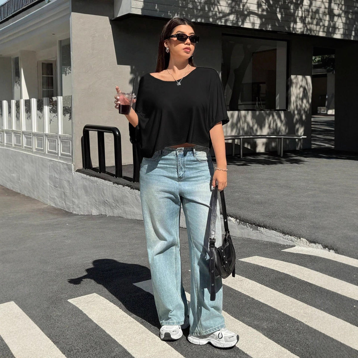 Plus Size Women Clothing Summer Loose Slimming Casual off Shoulder Half Sleeve T shirt