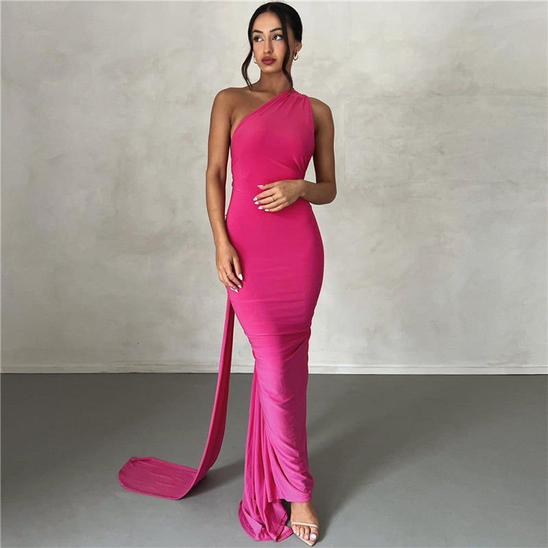 Sexy Backless Multi Halter Maxi Dress Coral Red