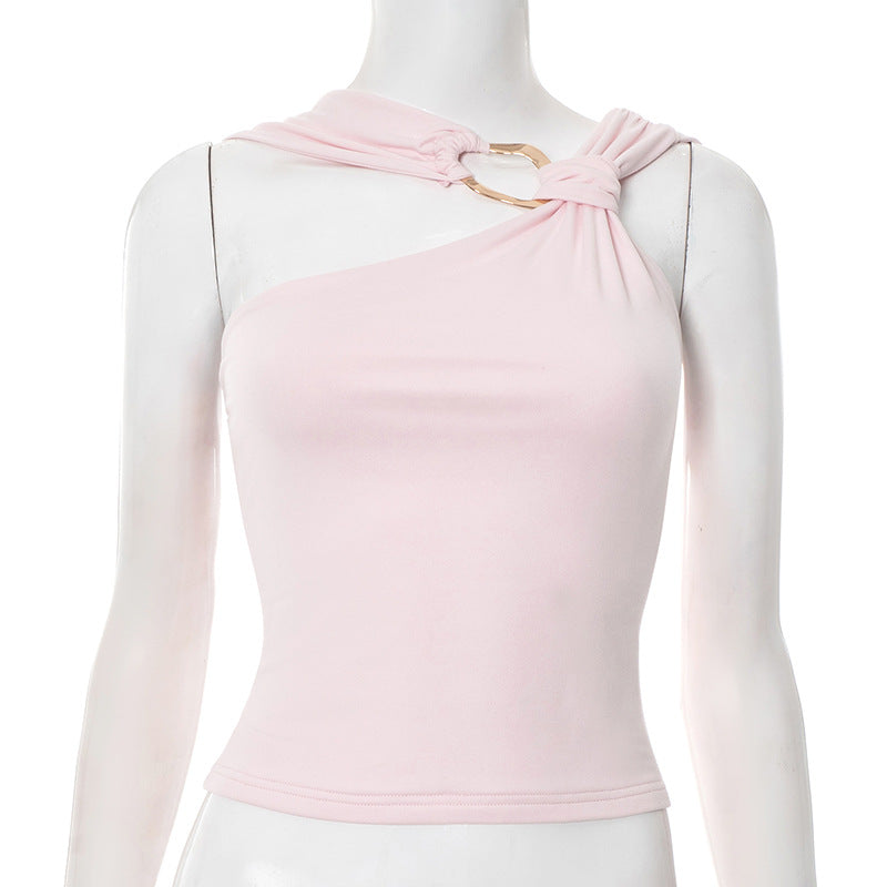 Sexy Design One Shoulder with Handwear Detail in Baby Pink or Black Pink