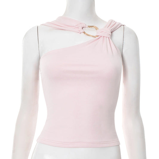 Sexy Design One Shoulder with Handwear Detail in Baby Pink or Black Pink