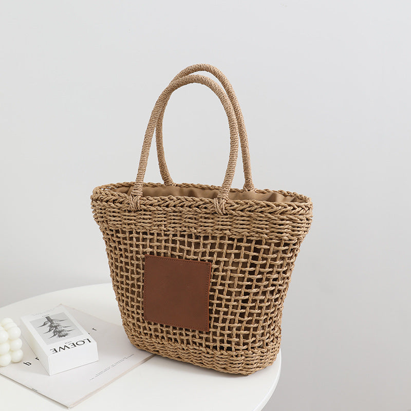 Straw Bag Retro One Shoulder P Hollow Out Cutout