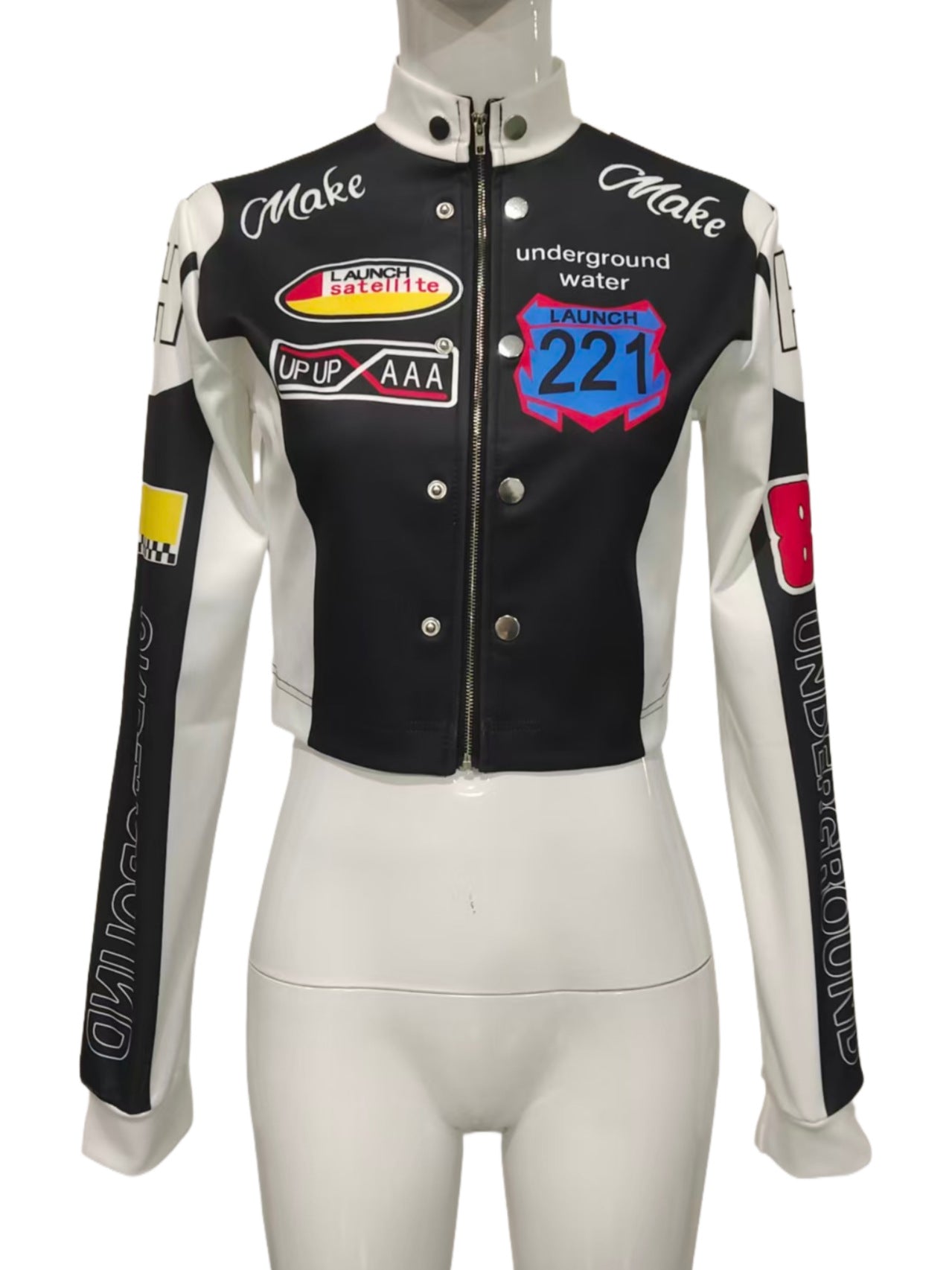 Sexy Cropped Motorcycle Varsity Jacket