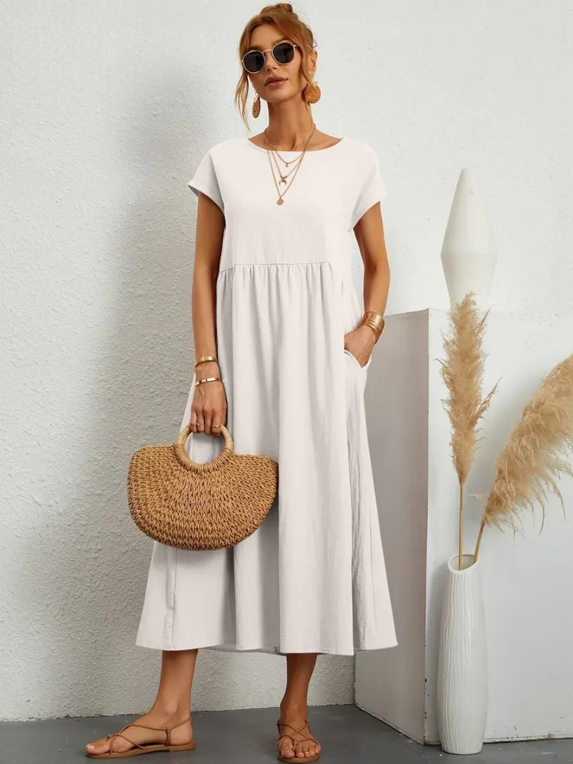Maelis - Women's Loose Cotton Pocket Dress