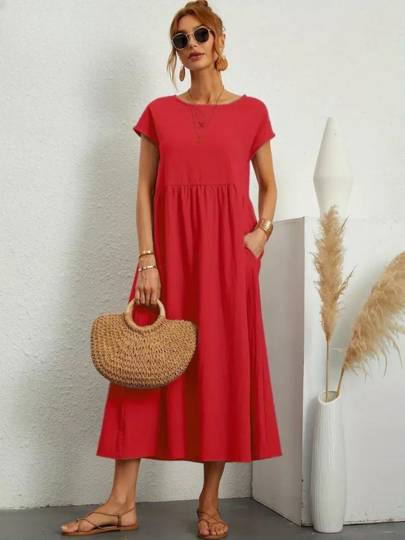 Maelis - Women's Loose Cotton Pocket Dress
