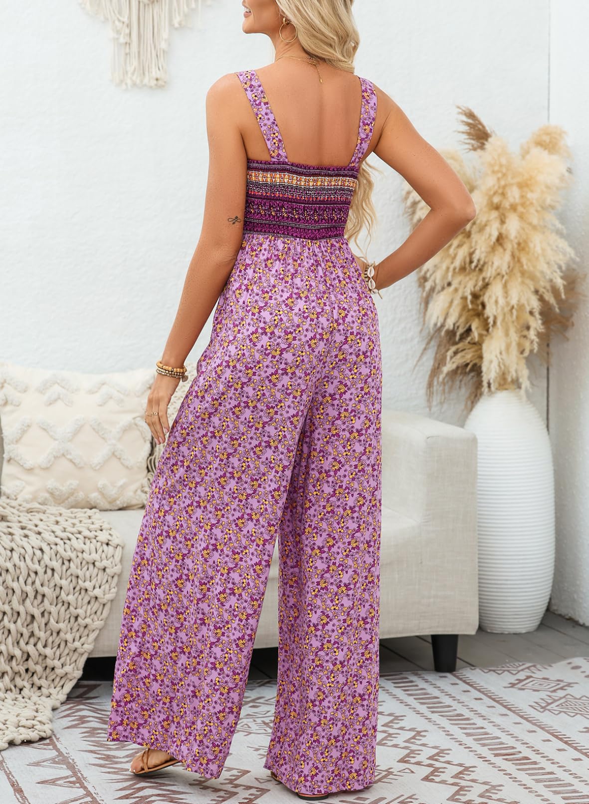 Limited time sale🔥Women's Overalls Casual Floral Print Sleeveless Jumpsuit with Pockets(buy 2 free shipping)