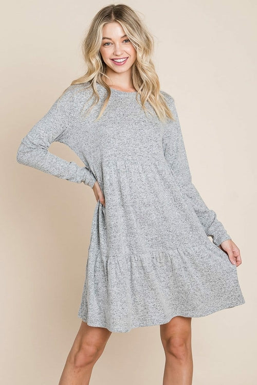 Tiered Mini Dress – Brushed Hacci, Pleated Layers