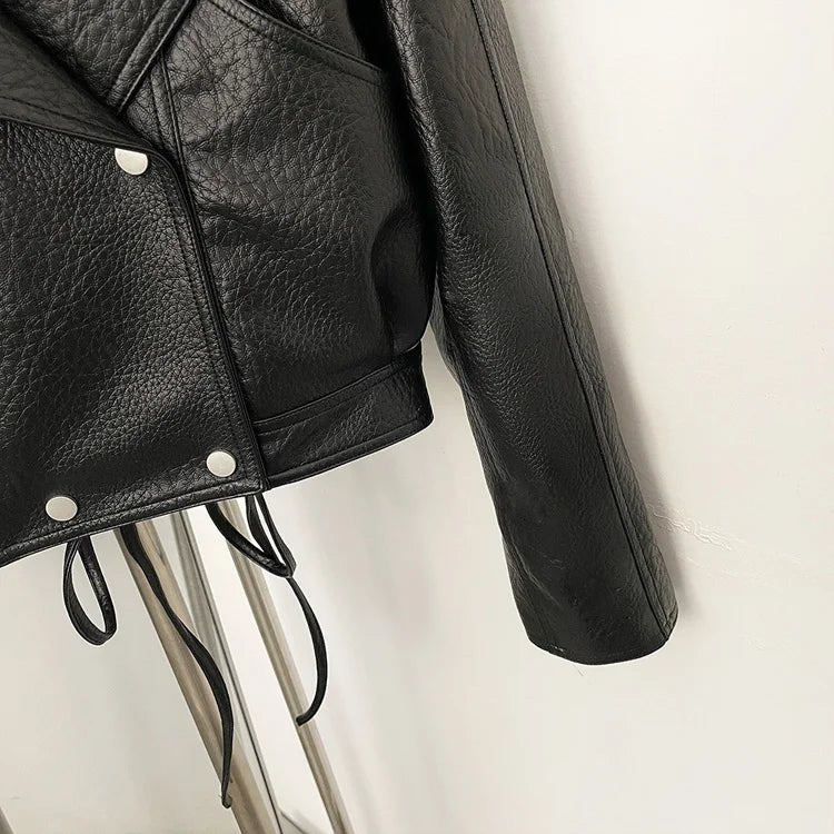 FALEN FAUX LEATHER LACE UP JACKET