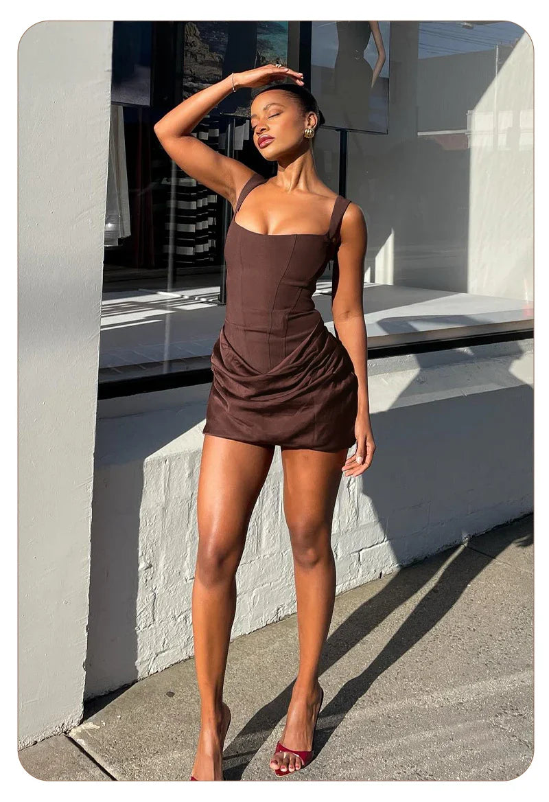 HADLEE CORSET RUCHED MINI DRESS