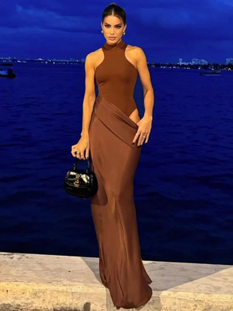 SOLENIE SATIN MAXI DRESS