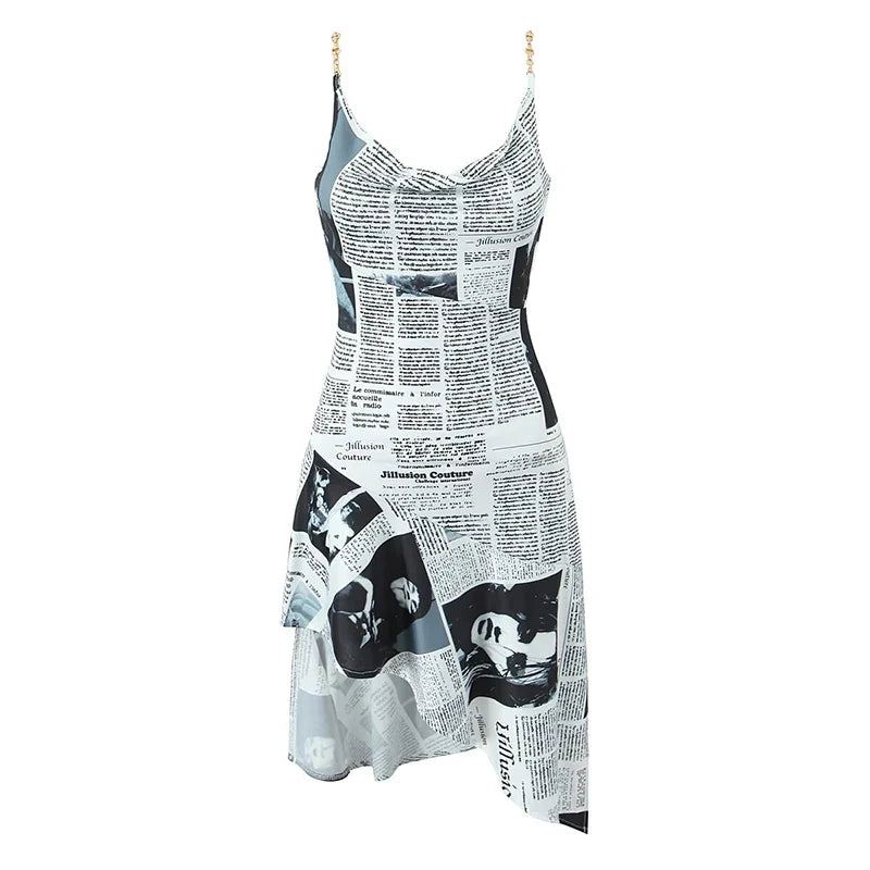 HANA NEWSPAPER MINI DRESS