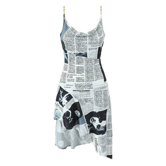 HANA NEWSPAPER MINI DRESS