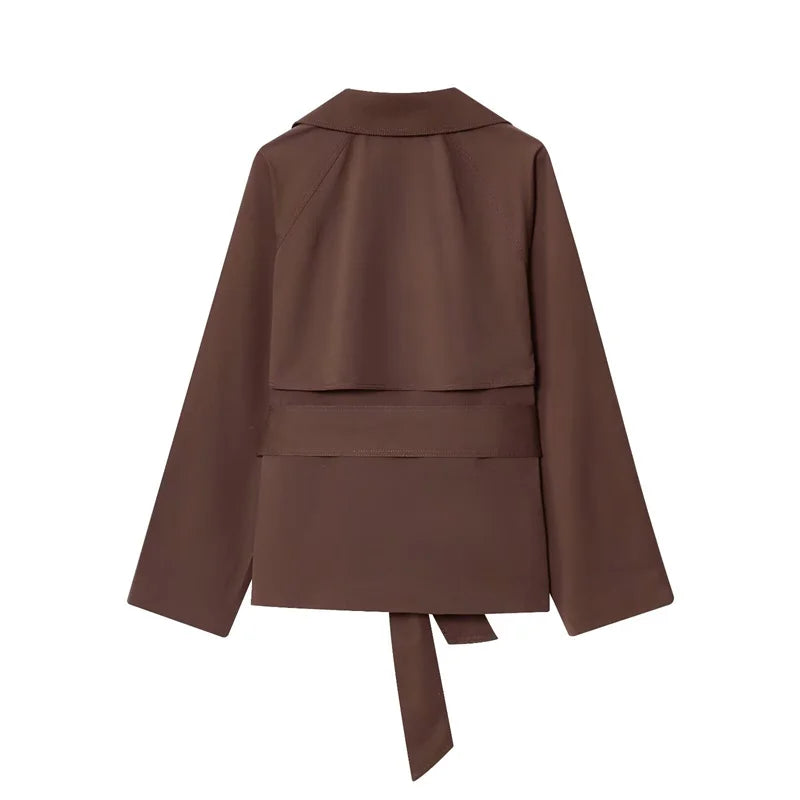 Alicent | Belted Double-Breasted Short Coat