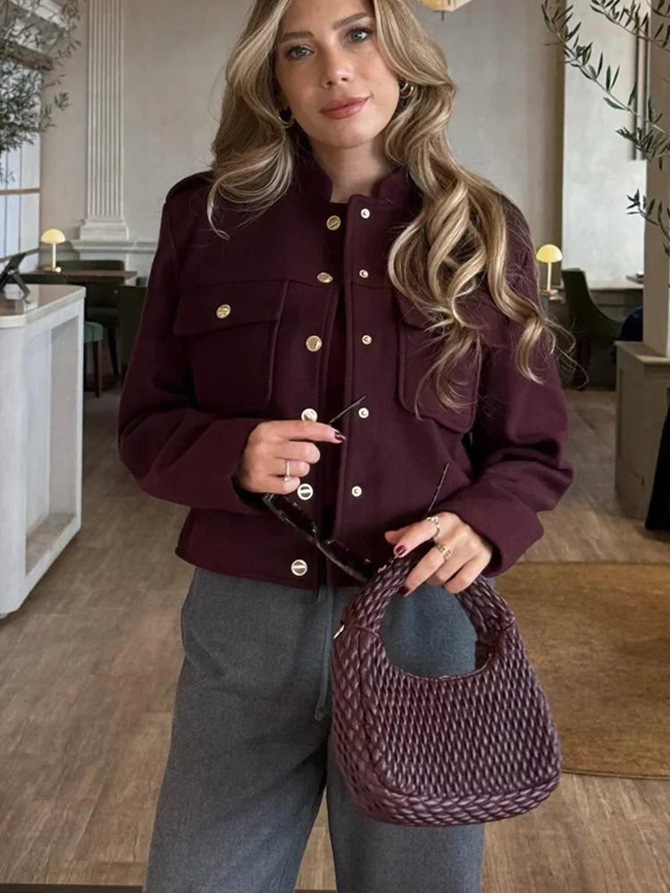 Women's Cropped Jacket with Gold-Tone Buttons LILLY